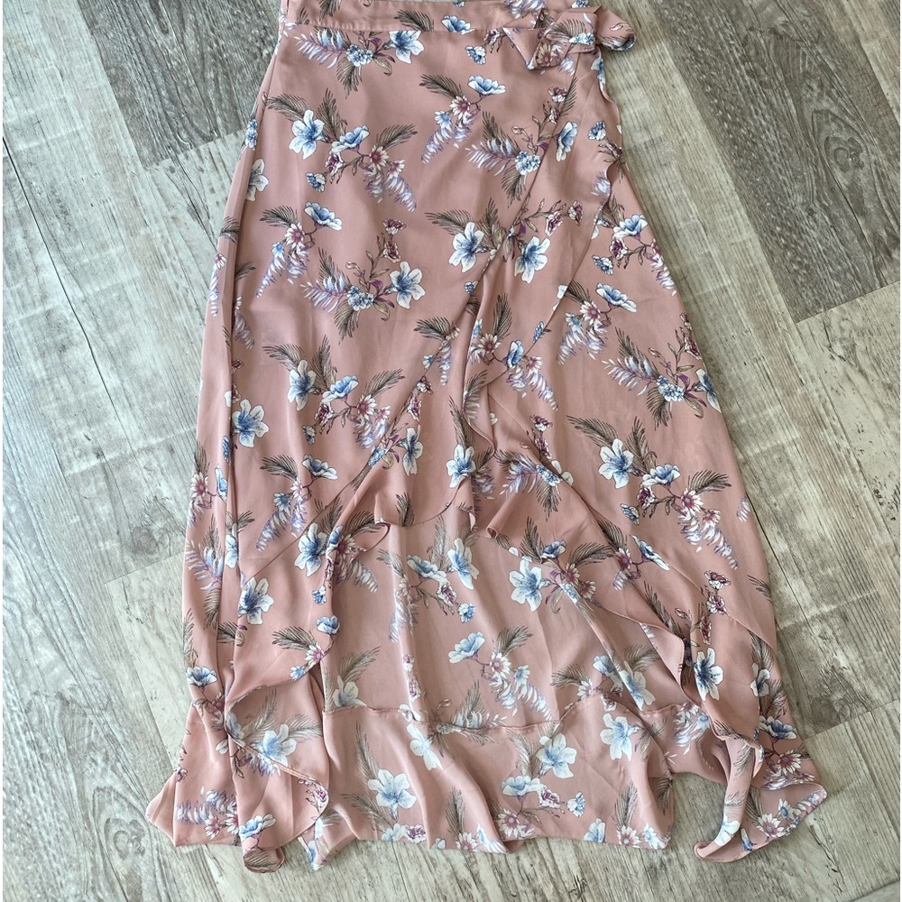 Maxi skirt. Size large. Slit in the front. Wrap around tie waist.
